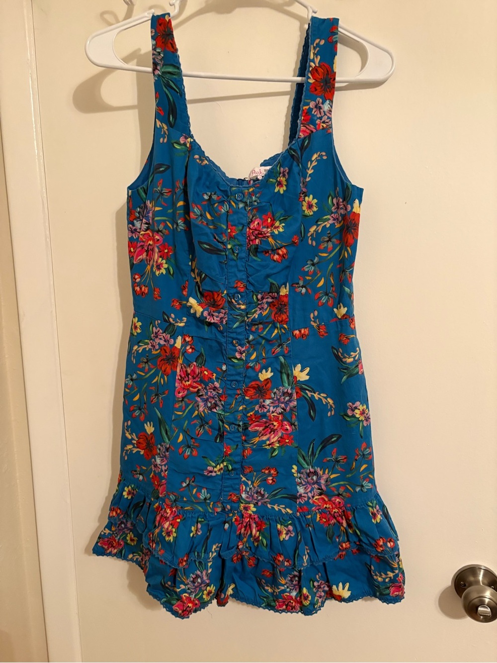 Cotton Blue Floral Parker Mini Dress, Size 6
